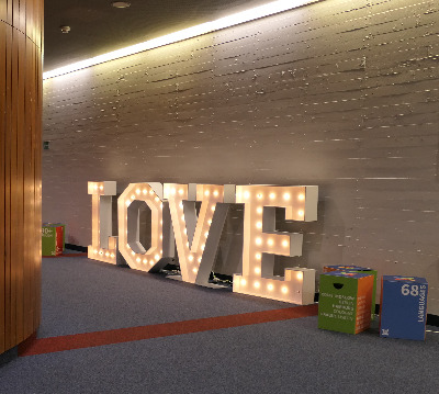 Letters LOVE with light from a Joomla event